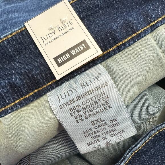 New Judy Blue Cooling Tummy Control Jean Shorts High Waist Stretch Dark Size 3XL - Picture 7 of 9